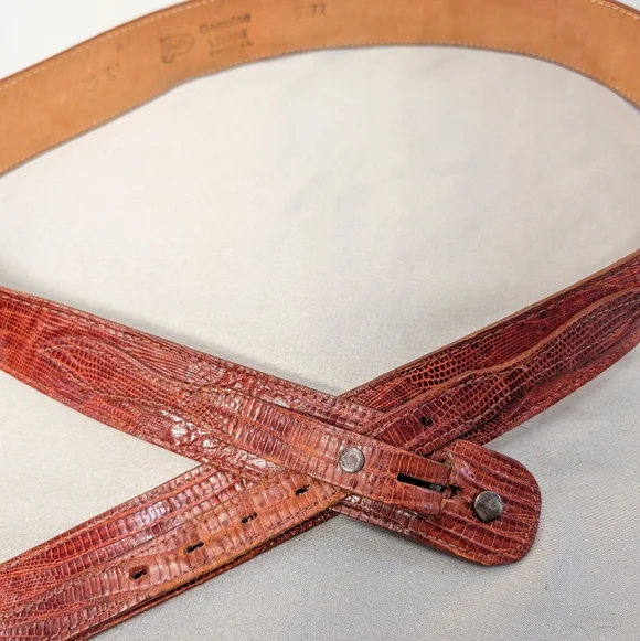 Vintage Justin Boots Genuine Lizard Brown Leather Belt